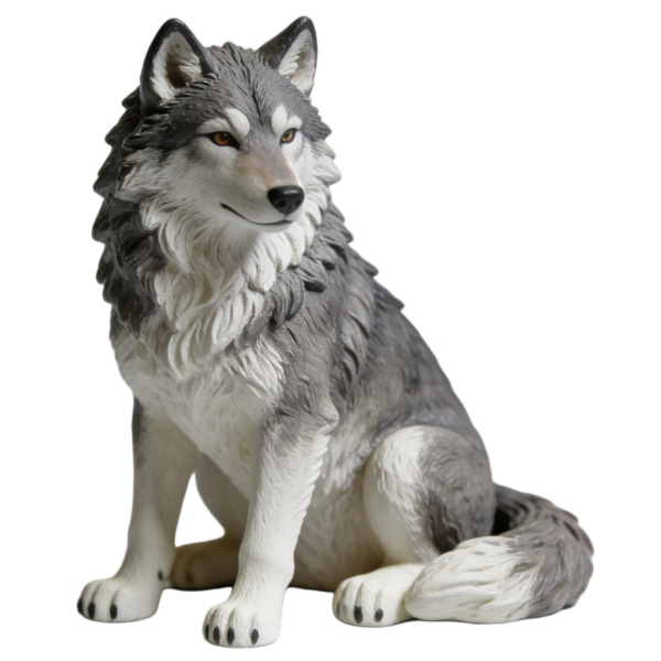 Realistic Gray Wolf Statue Ornament（8–12 cm）