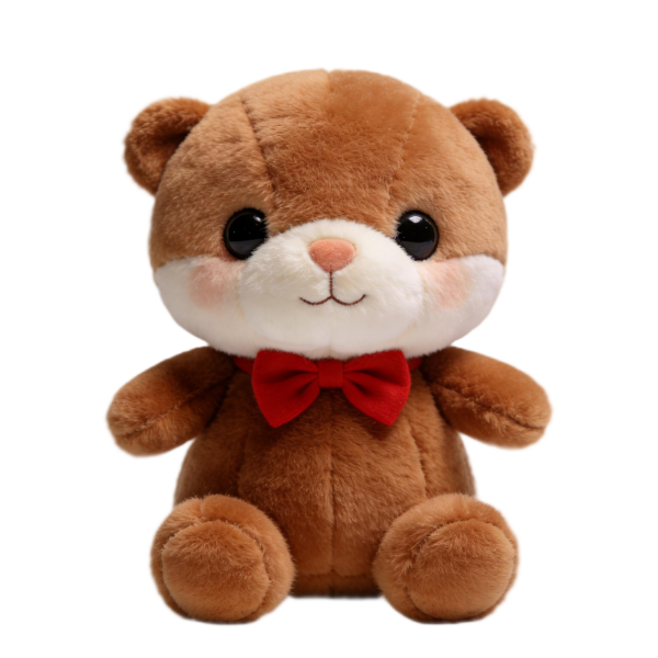 Cute Brown & White Bear Plush with Red Bow Tie(24 Inches)